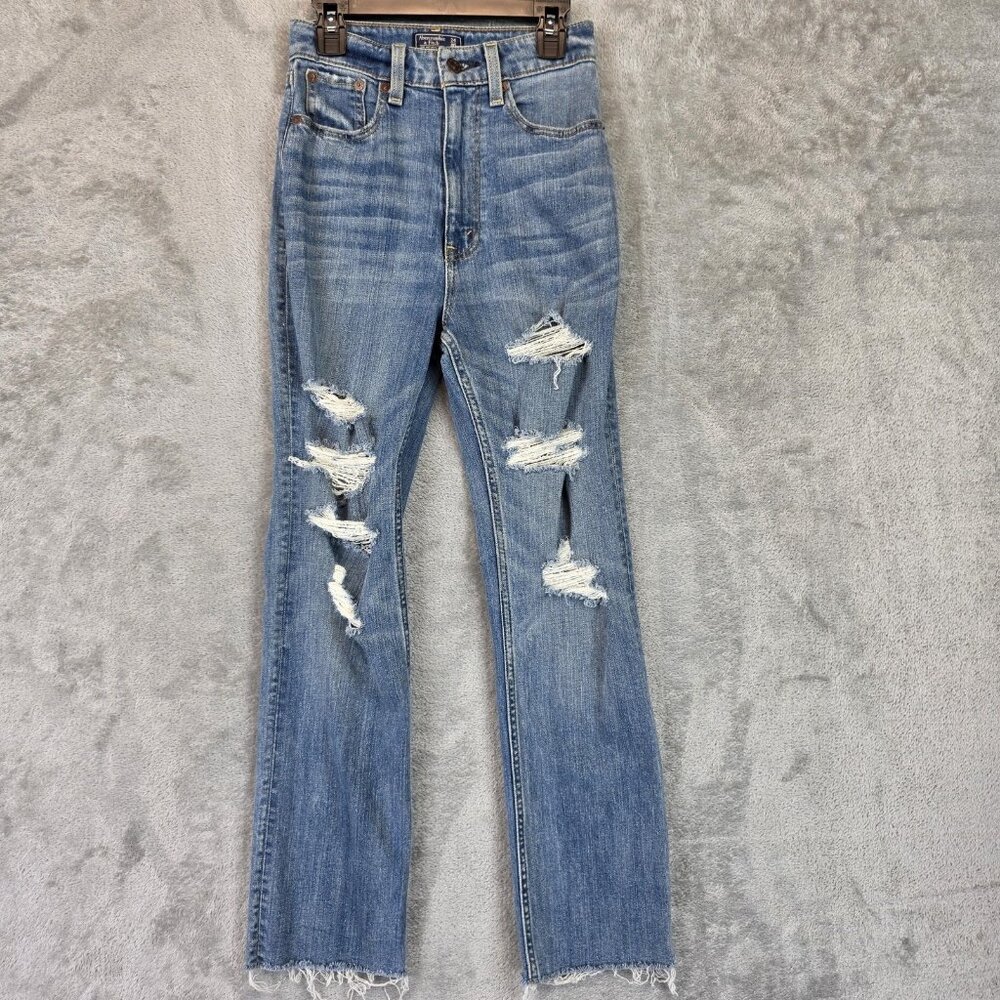 Abercrombie Jeans Womens 24 Zoe Natural Rise Ankle Straight Distressed Denim